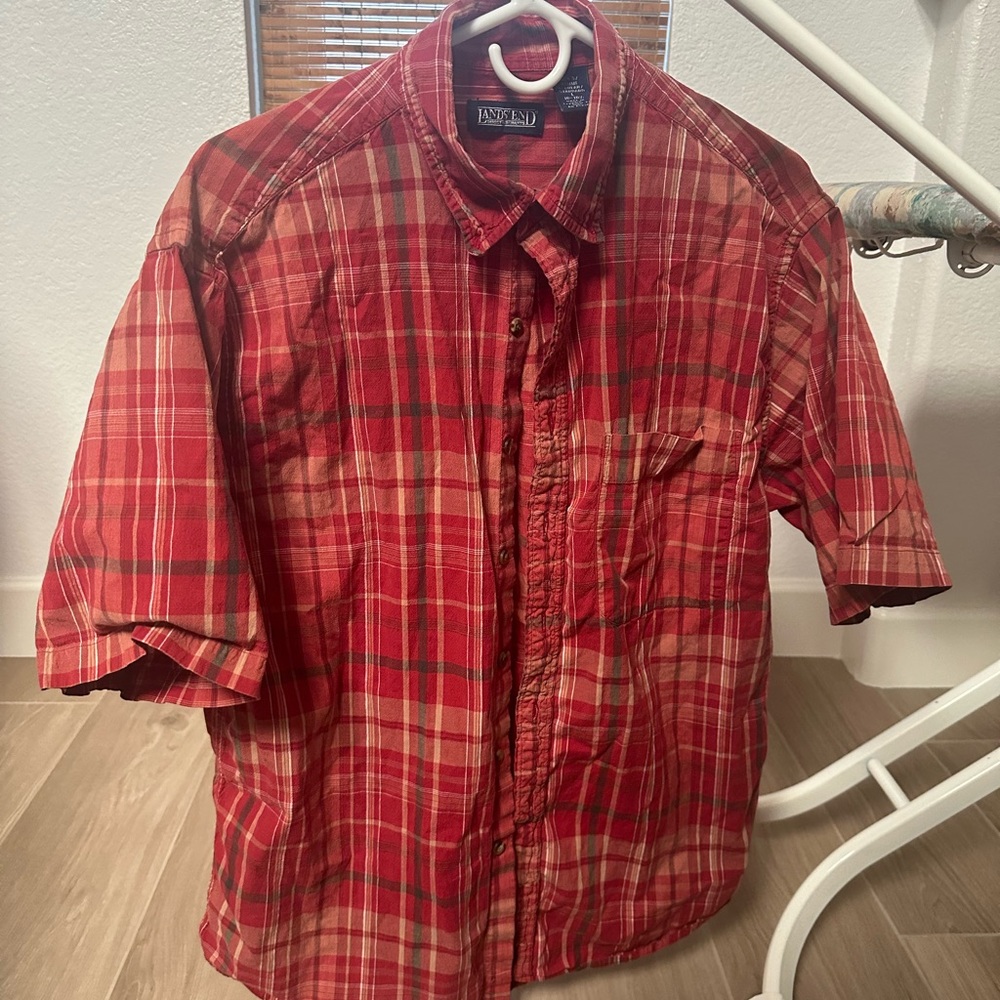 Button down short sleeve lands end large